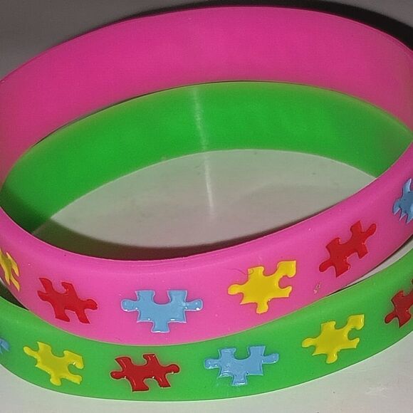Puzzle Piece Autism Awareness Bracelets 2 pack set - Picture 6 of 6